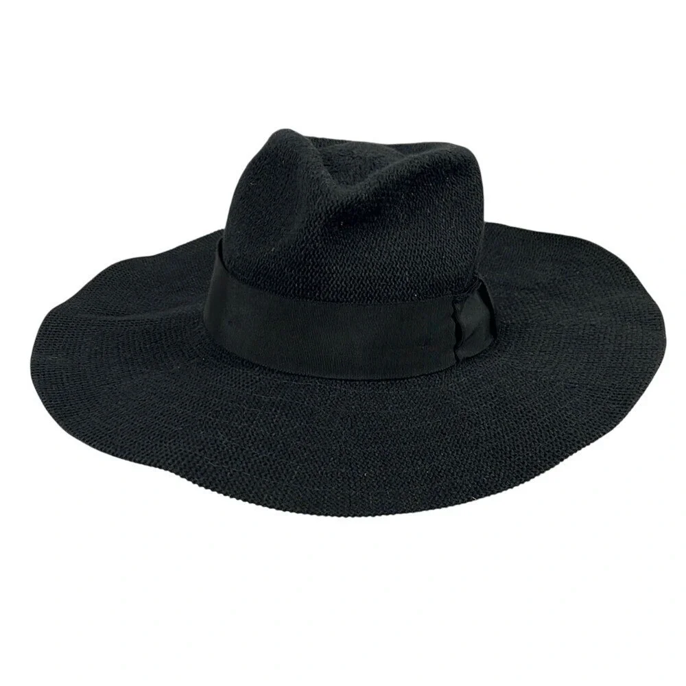 Brixton Wide-Brim Hat Womens Size XS 6 3/4‎ Black Woven